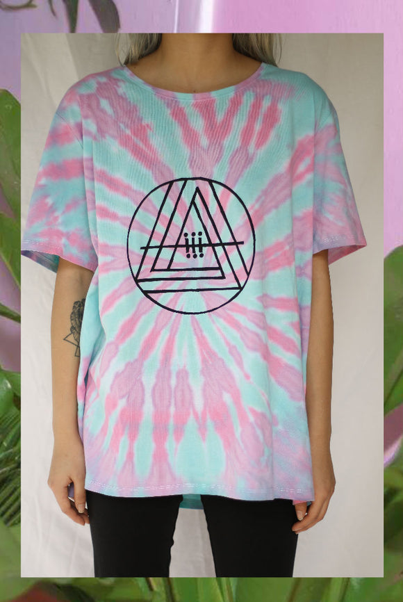 ☯Pink + Turquoise Tie Dye Printed Shirt☯