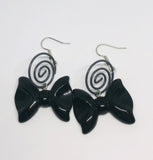 ☯Black Bow Earrigs☯