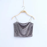 Velvet Spaghetti Strap Crop Top