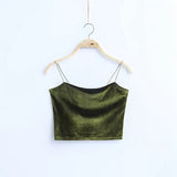 Velvet Spaghetti Strap Crop Top