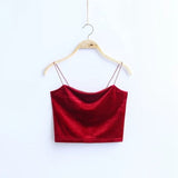 Velvet Spaghetti Strap Crop Top