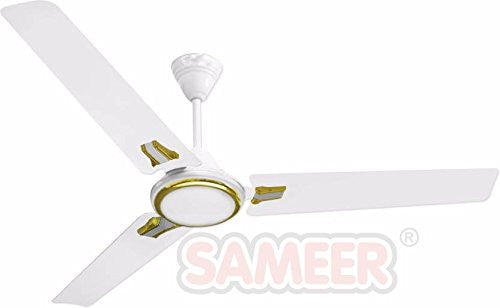 Sameer Ruby White 1200mm Decorative Ceiling Fan 400 R P M 100 Copper Motor 2 Years Warranty