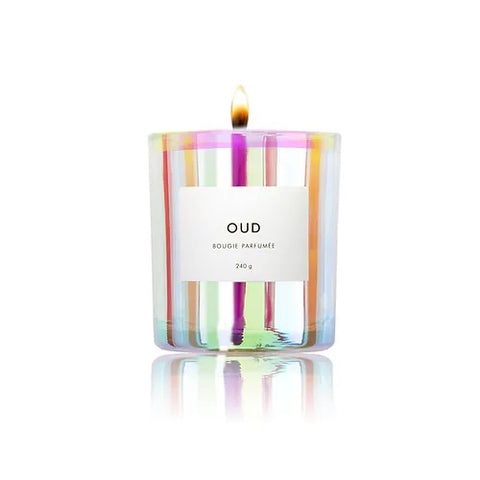 Oud candle in holographic vessel