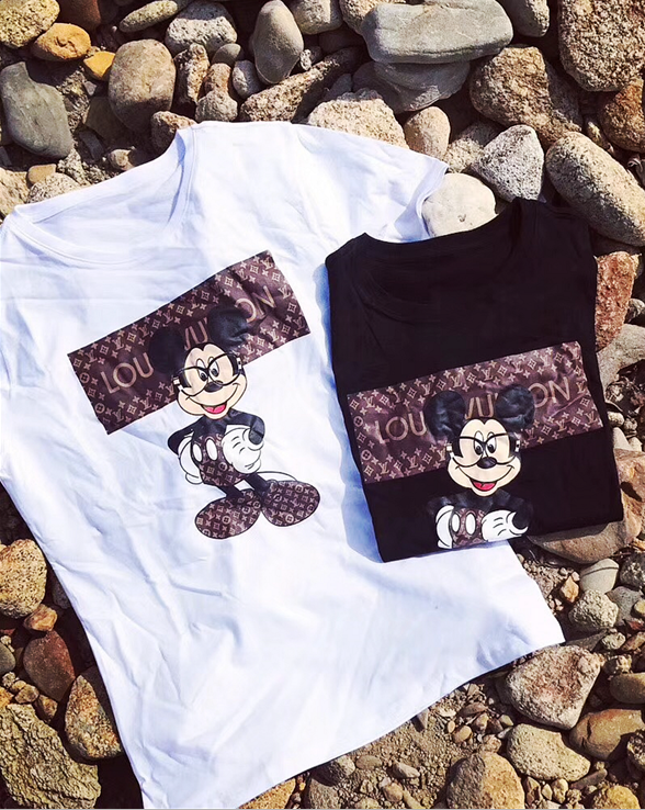 LV Women Short Sleeve mickey Print Top