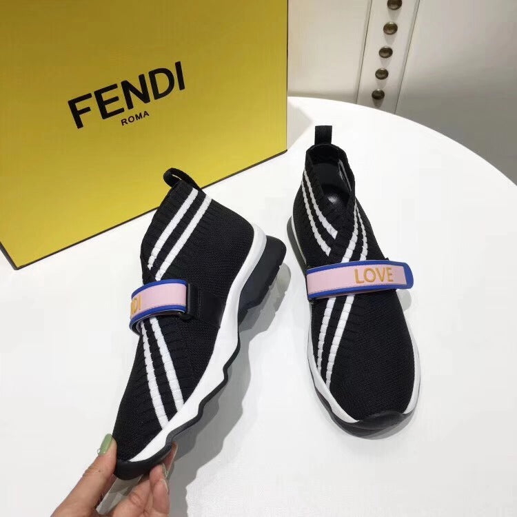 FENDI Rockoko logo-jacquard stretch-knit and mesh slip-on sneakers