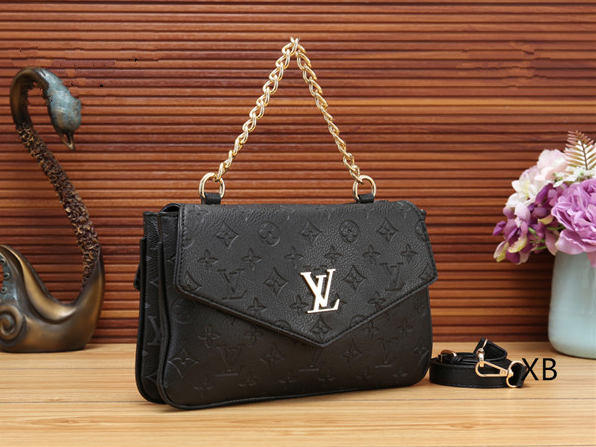 LV Women Shopping Leather Metal Chain Crossbody Satchel Shoulder Bag