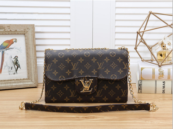 LV Women Shopping Leather Metal Chain Crossbody Satchel Shoulder Bag