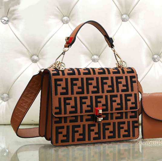 Fendi Women Fashion Shopping Leather Multicolor Shoulder Bag Satchel Crossbody
