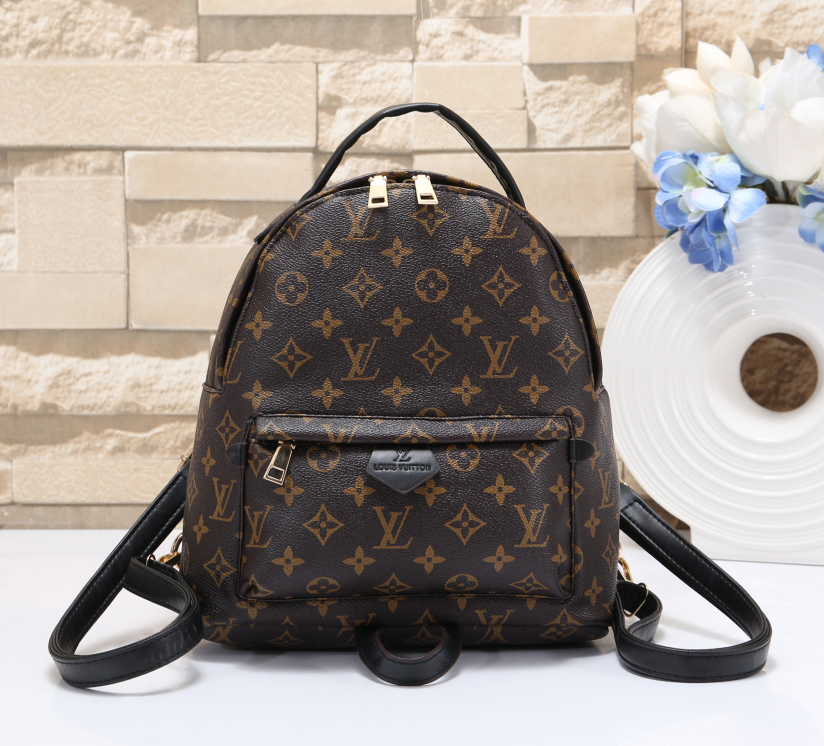 LV Louis Vuitton Women Casual Daypack School Bag Cowhide Leather Backpack