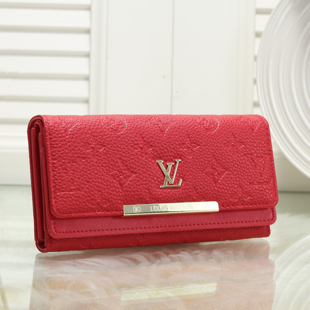 Louis Vuitton LV Women Shopping Fashion Leather Buckle Wallet Purse red