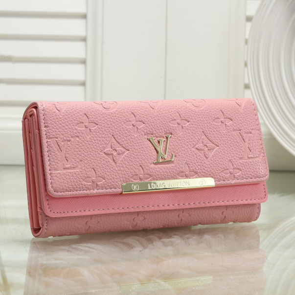 Louis Vuitton LV Women Shopping Fashion Leather Buckle Wallet Purse pink