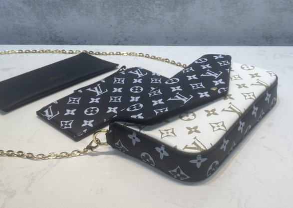 Louis Vuitton LV Women Fashion Leather Chain Satchel Crossbody Shoulder Bag Set Three Piece