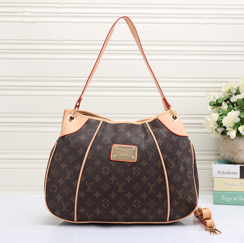 LV Women Shopping Leather Tote Handbag Shoulder Bag