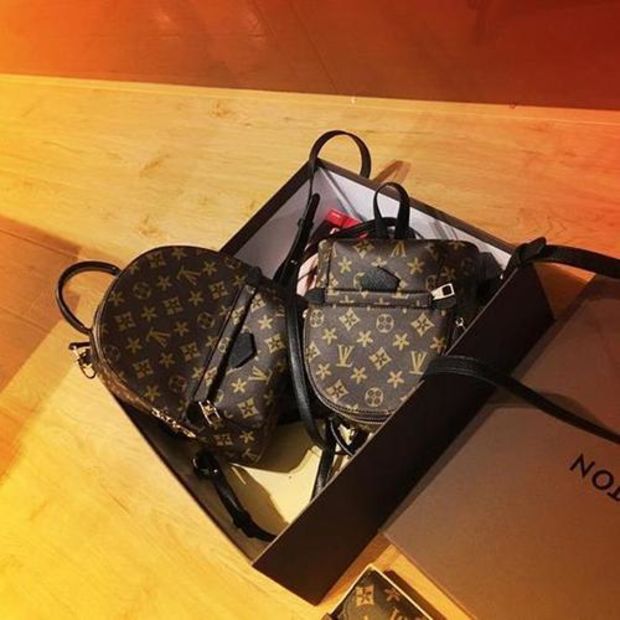 LV Women Casual School Bag Cowhide Leather Backpack