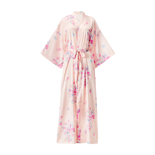 Floral Satin Kimono Robes - The Mariposa Collection
