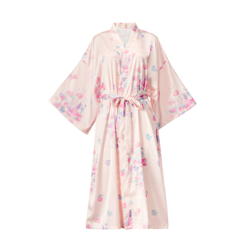 Floral Satin Kimono Robes - The Mariposa Collection