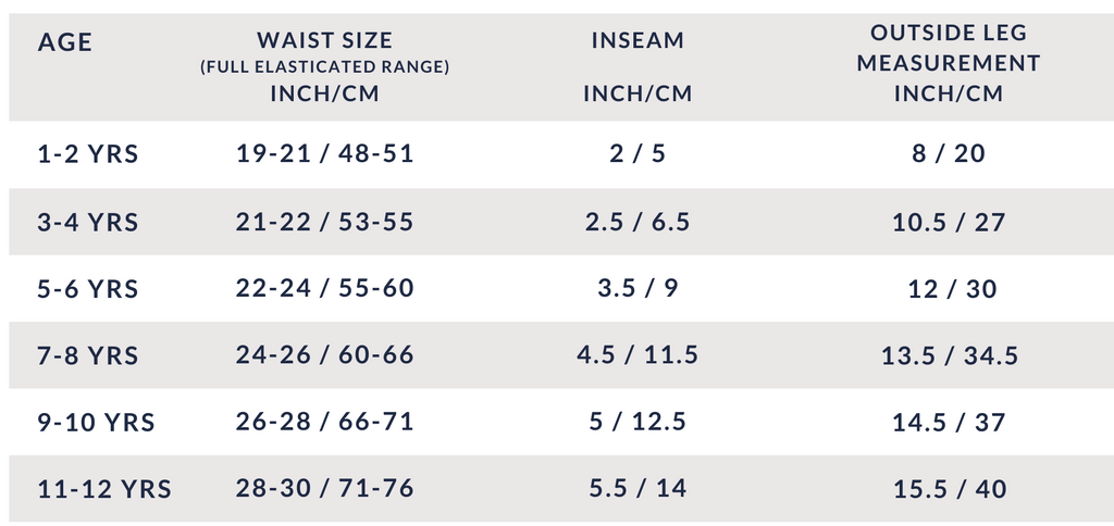 Boy's Shorts Size Chart – Tom & Teddy UK