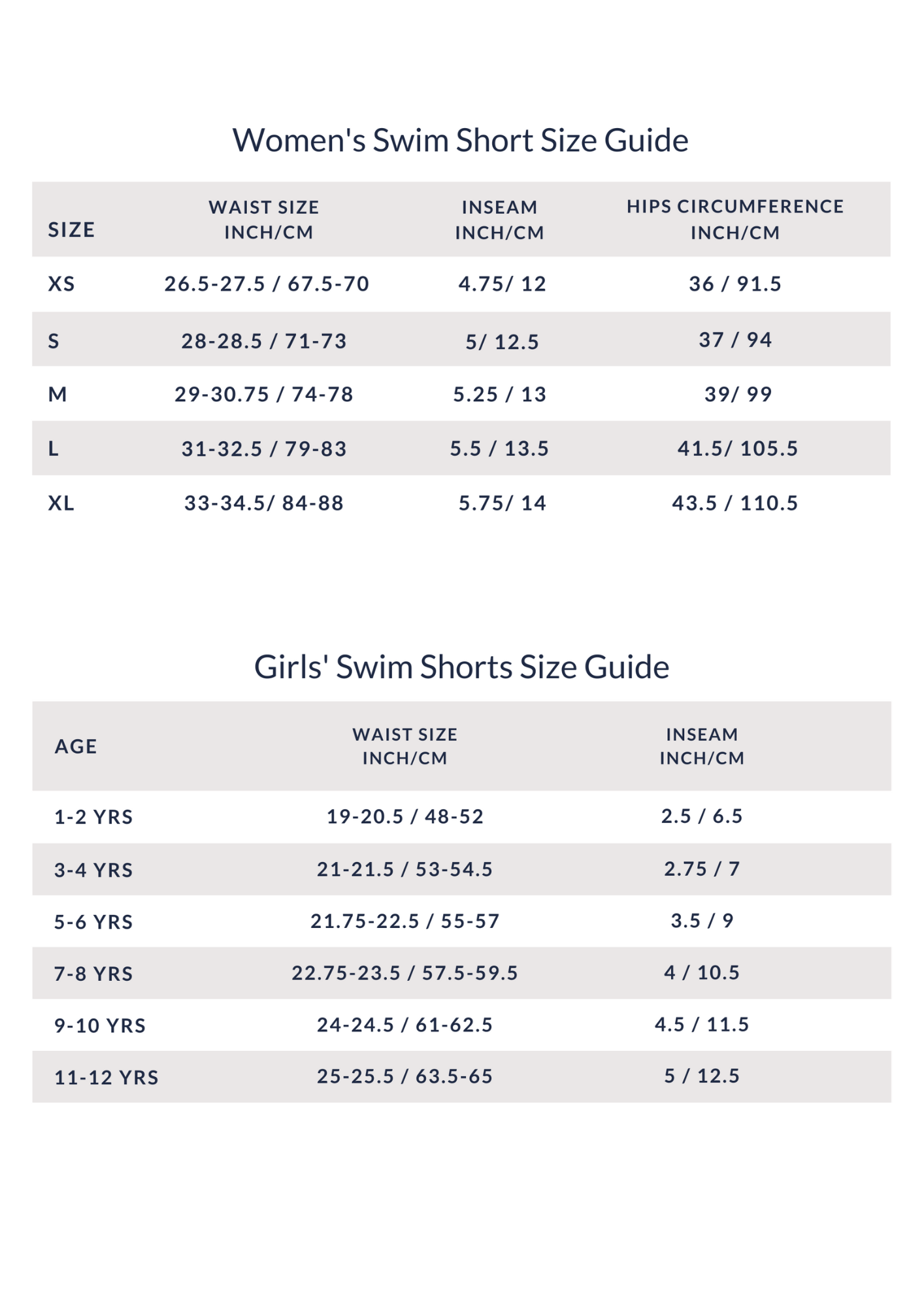 Girl's Swimsuit Size Guide – Tom & Teddy UK