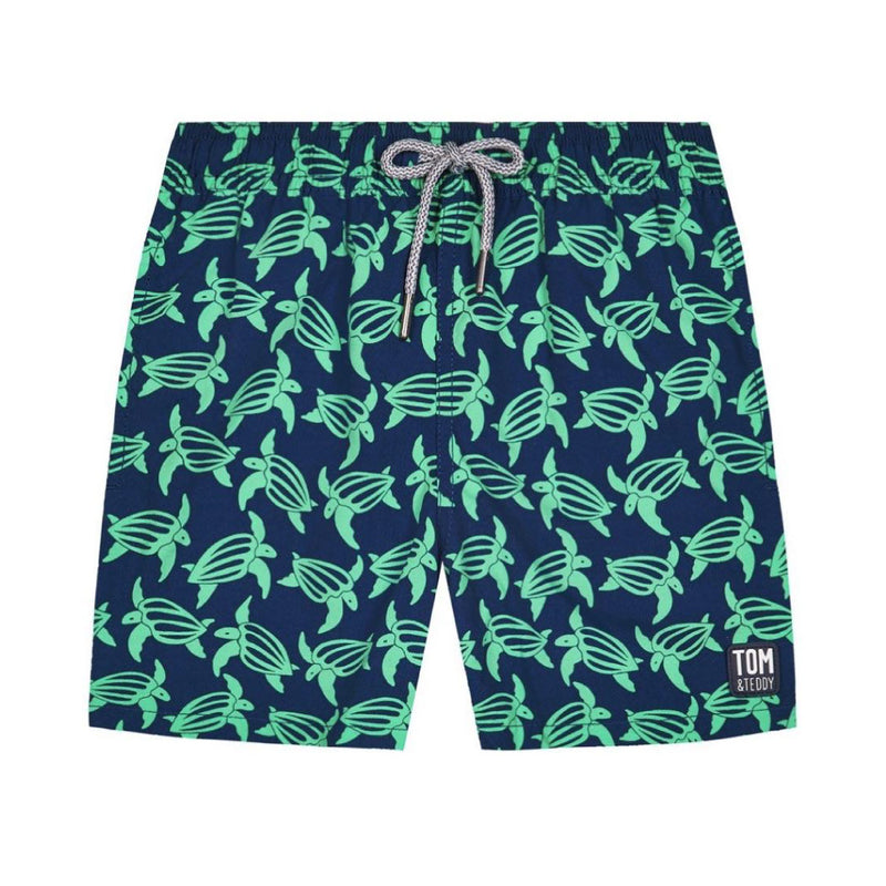 Boys Swim Shorts | Navy & Green Turtles | Tom & Teddy – Tom & Teddy UK