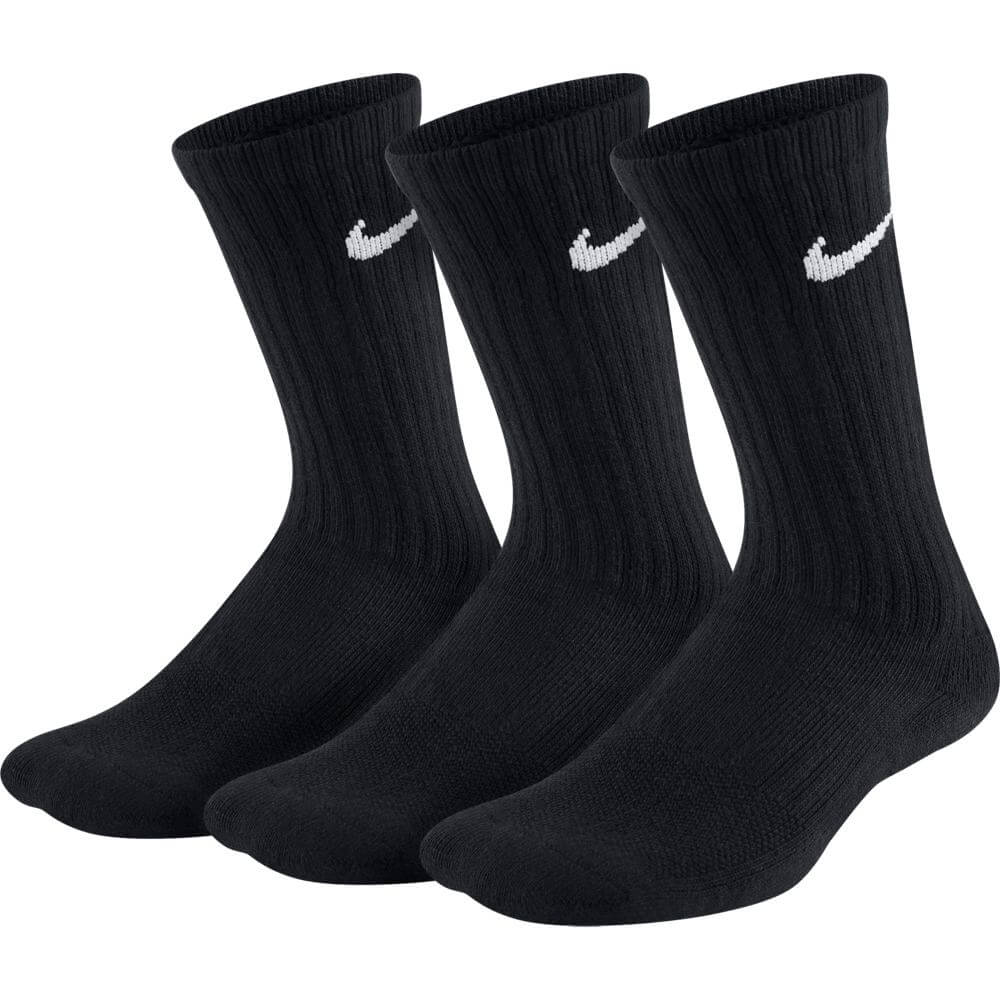 NIKE YOUTH CUSHION CREW MEDIUM 3 PACK BLACK/WHITE