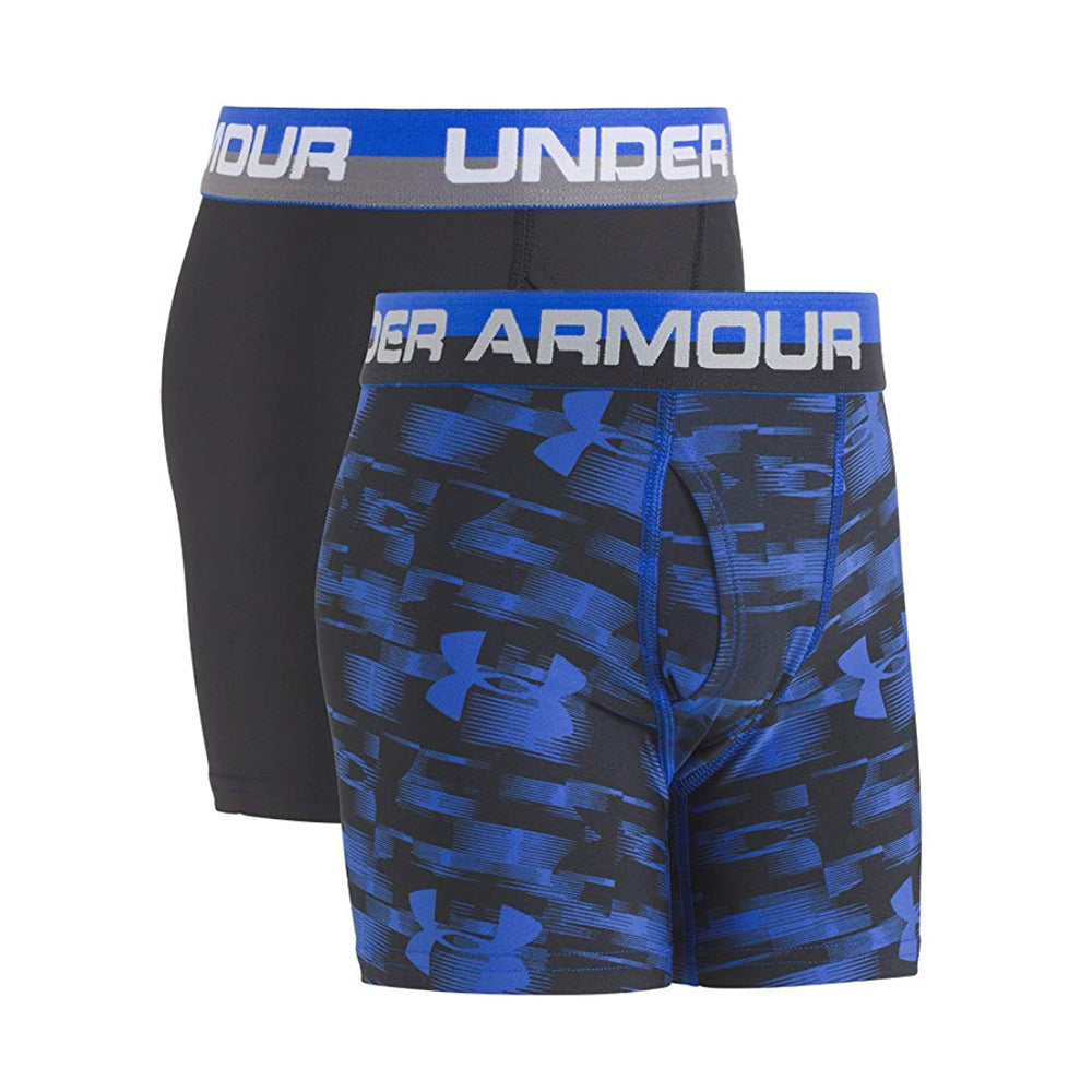 UNDER ARMOUR BOY'S YOUTH 2PACK BLUR BOXER BRIEFS ULTRA BLUE/BLACK ...