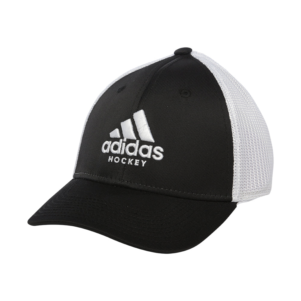 ADIDAS YOUTH HOCKEY SIDELINE STRETCH FIT CAP BLACK/ WHITE