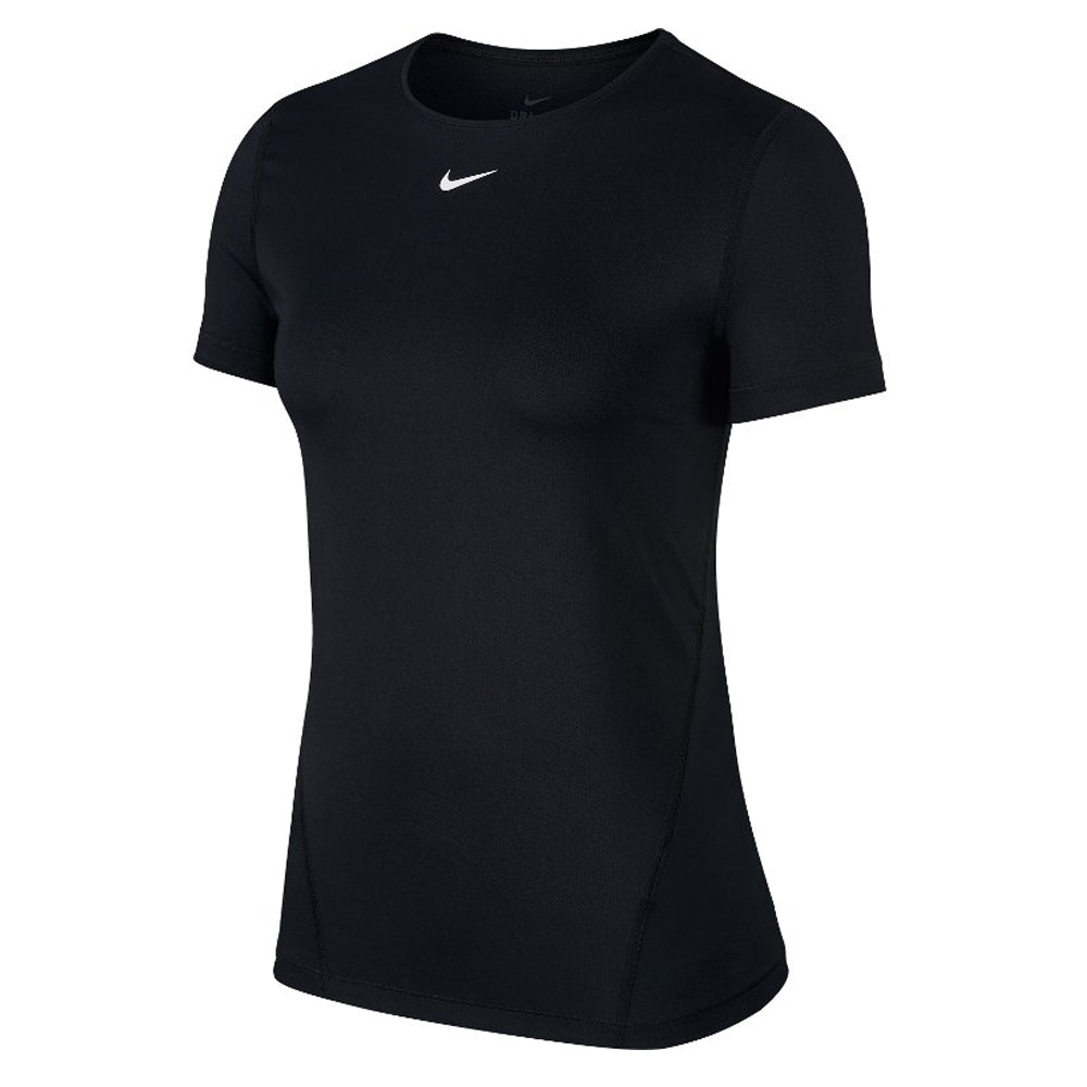 NIKE WOMEN'S PRO SHORT SLEEVE ALL OVER MESH BLACK