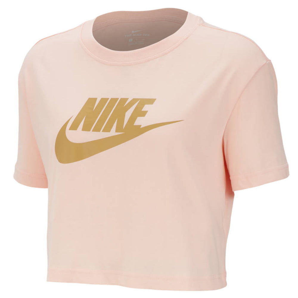 white and gold nike crop top