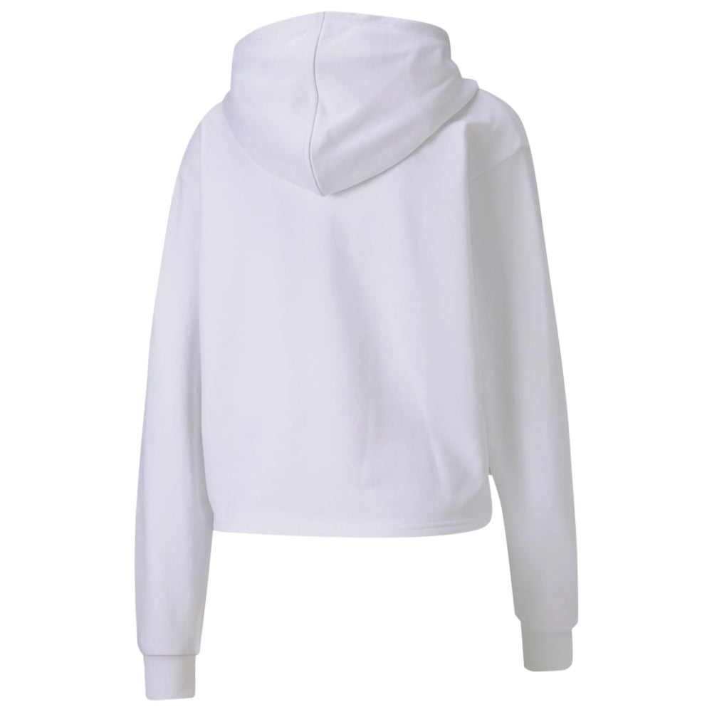 PUMA WOMEN'S ESSENTIAL METALLIC CROPPED HOODY WHITE/GOLD