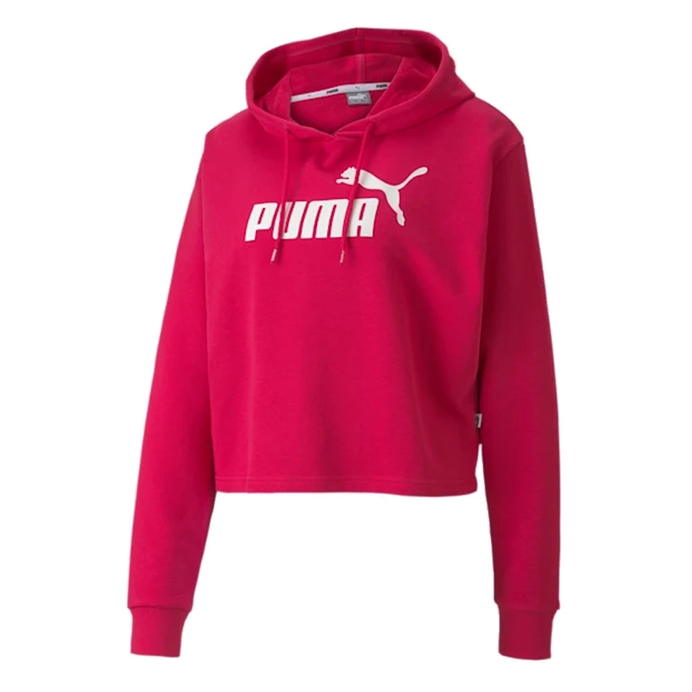 PUMA WOMEN'S ESSENTIAL LOGO CROPPED HOODY BRIGHT ROSE