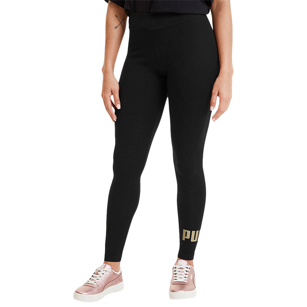 PUMA WOMEN'S ESSENTIAL LOGO LEGGINGS BLACK/GOLD