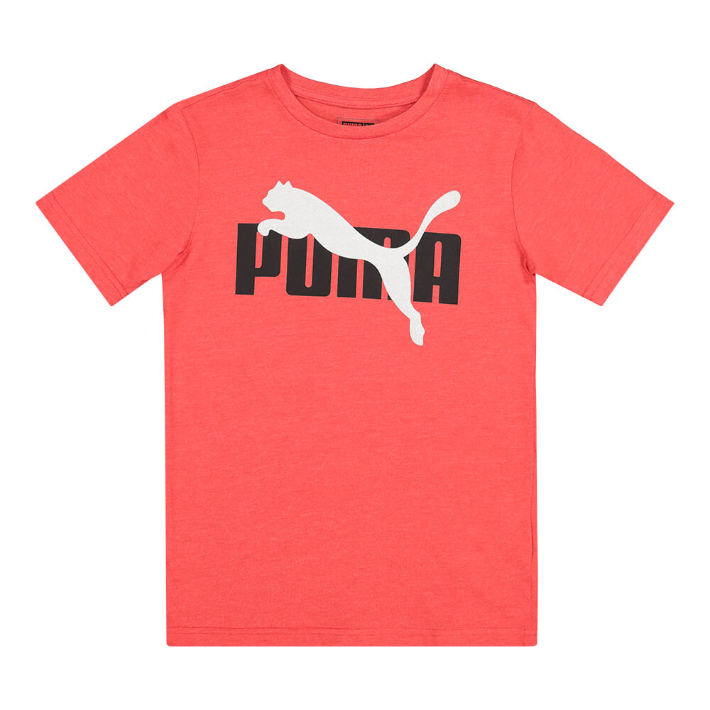 PUMA BOY'S REBEL BOLD PACK TEE HEATHERED TEE HIGH RISK RED