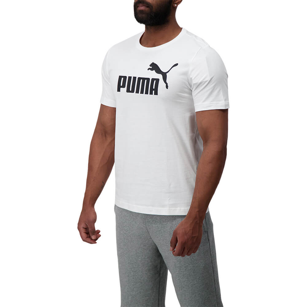 PUMA MEN'S ESSENTIAL LOGO SHORT SLEEVE TOP WHITE