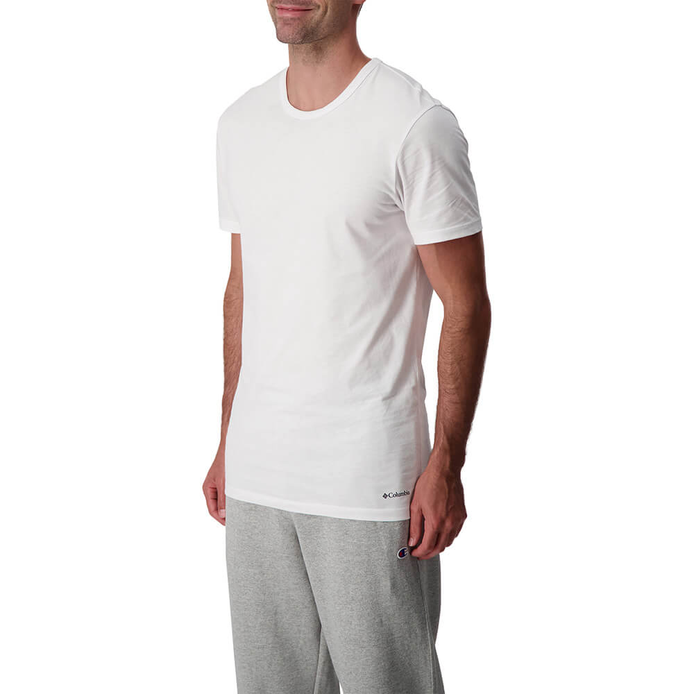 COLUMBIA MEN'S 3PACK CREW COTTON SHORT SLEEVE TOP WHITE