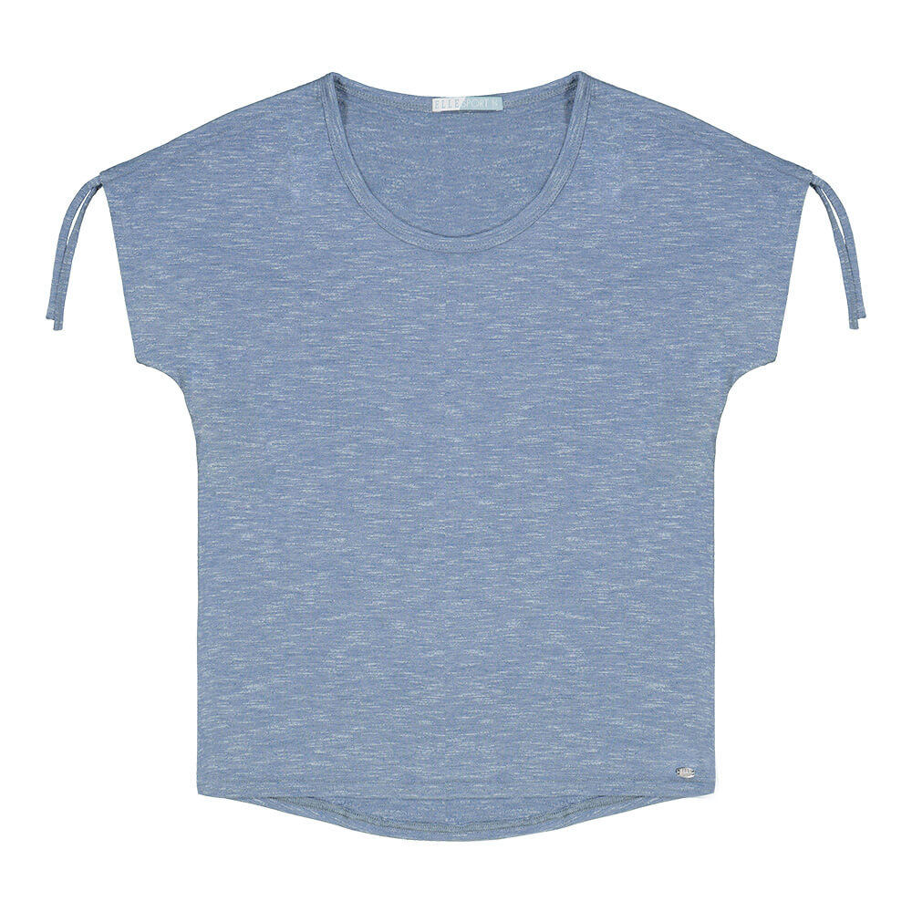 ELLE SPORTSWEAR WOMEN'S SHOULDER TIE SHORT SLEEVE TEE BERMUDA BLUE