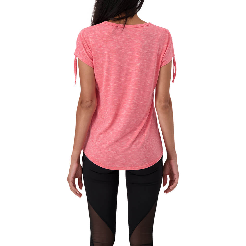 ELLE SPORTSWEAR WOMEN'S SHOULDER TIE SHORT SLEEVE TEE FUSHIA