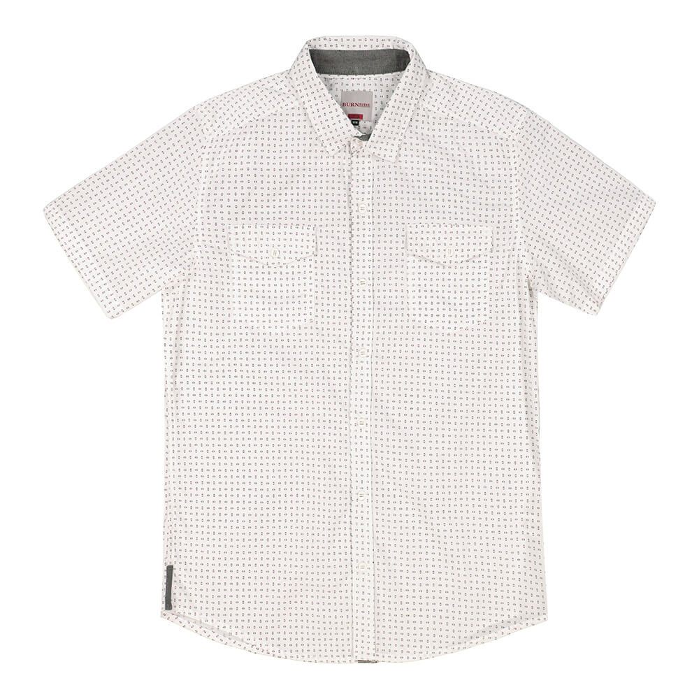 BURNSIDE MEN'S SHORT SLEEVE WOVEN TOP WHITE