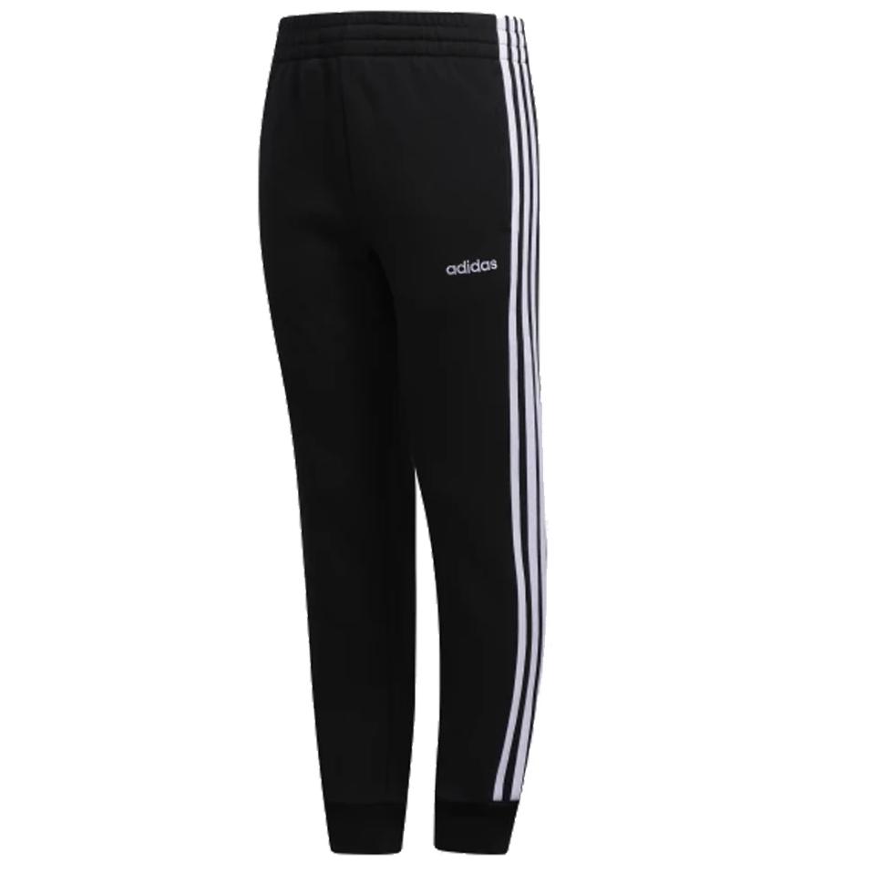 ADIDAS BOY'S 3 STRIPE COTTON FLEECE JOGGER BLACK