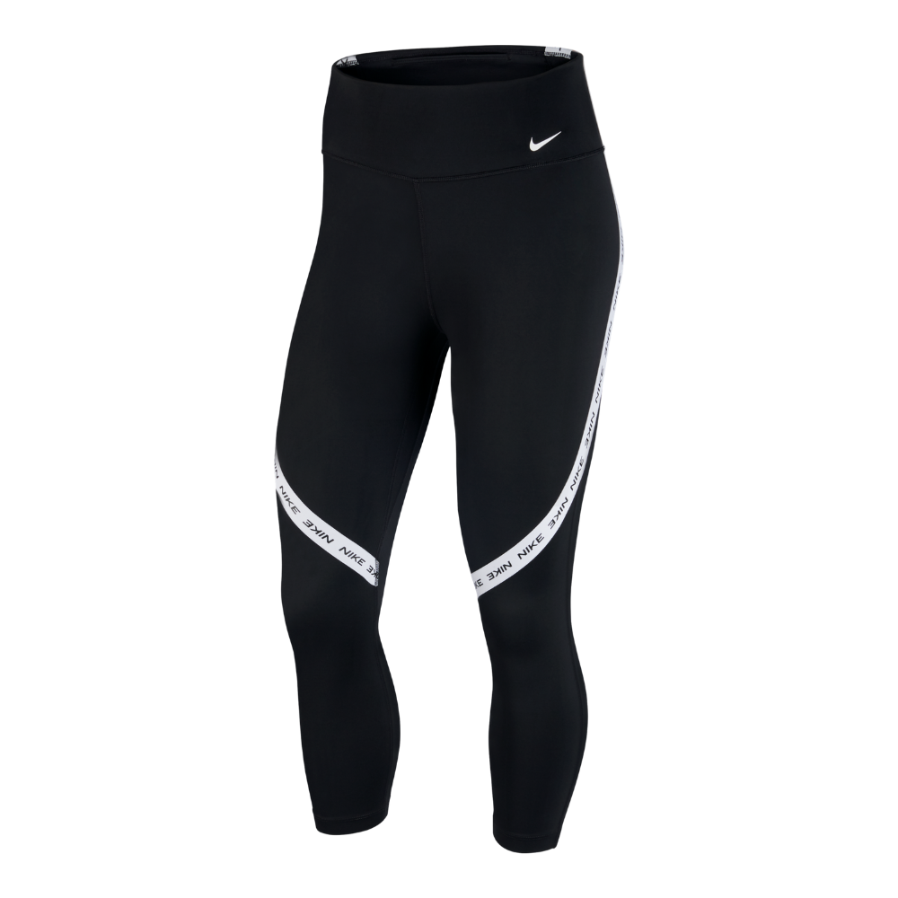 NIKE WOMEN'S ONE TIGHT CROP NOVELTY BLACK/WHITE