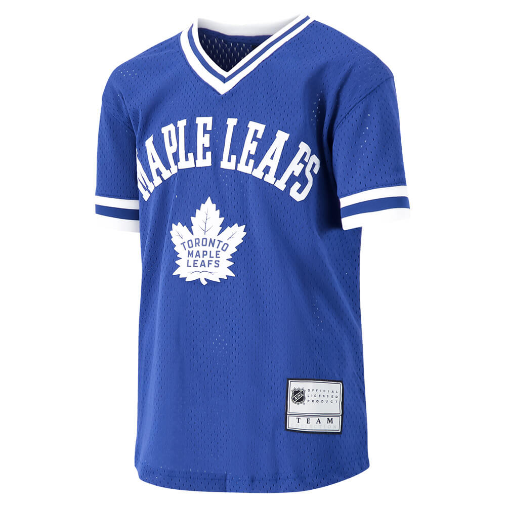 OUTERSTUFF YOUTH TORONTO MAPLE LEAFS VNECK MESH FASHION SHORT SLEEVE TOP