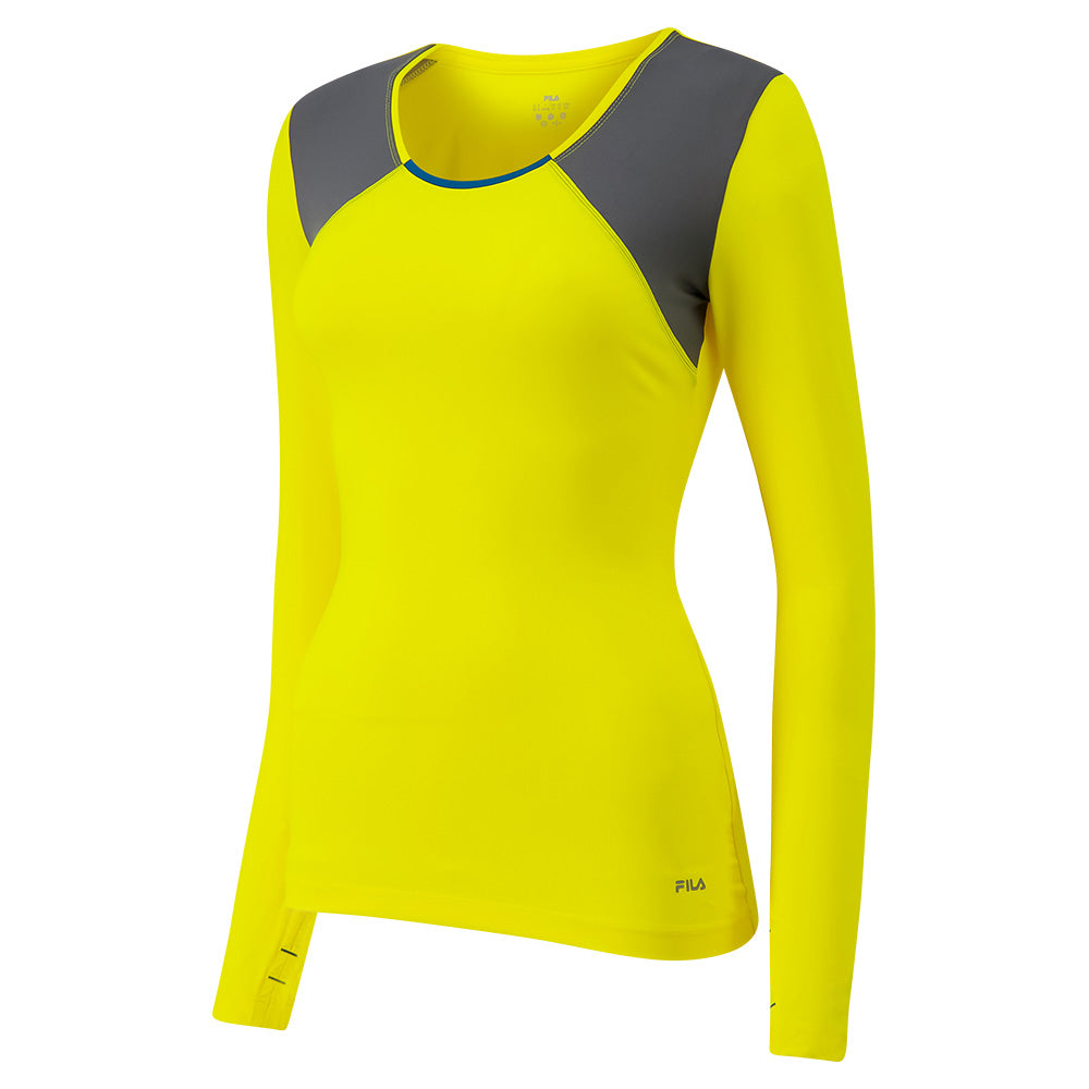 FILA WOMEN'S MAJOR LONG SLEEVE YELLOW/MINERAL GREY/DARK TEAL