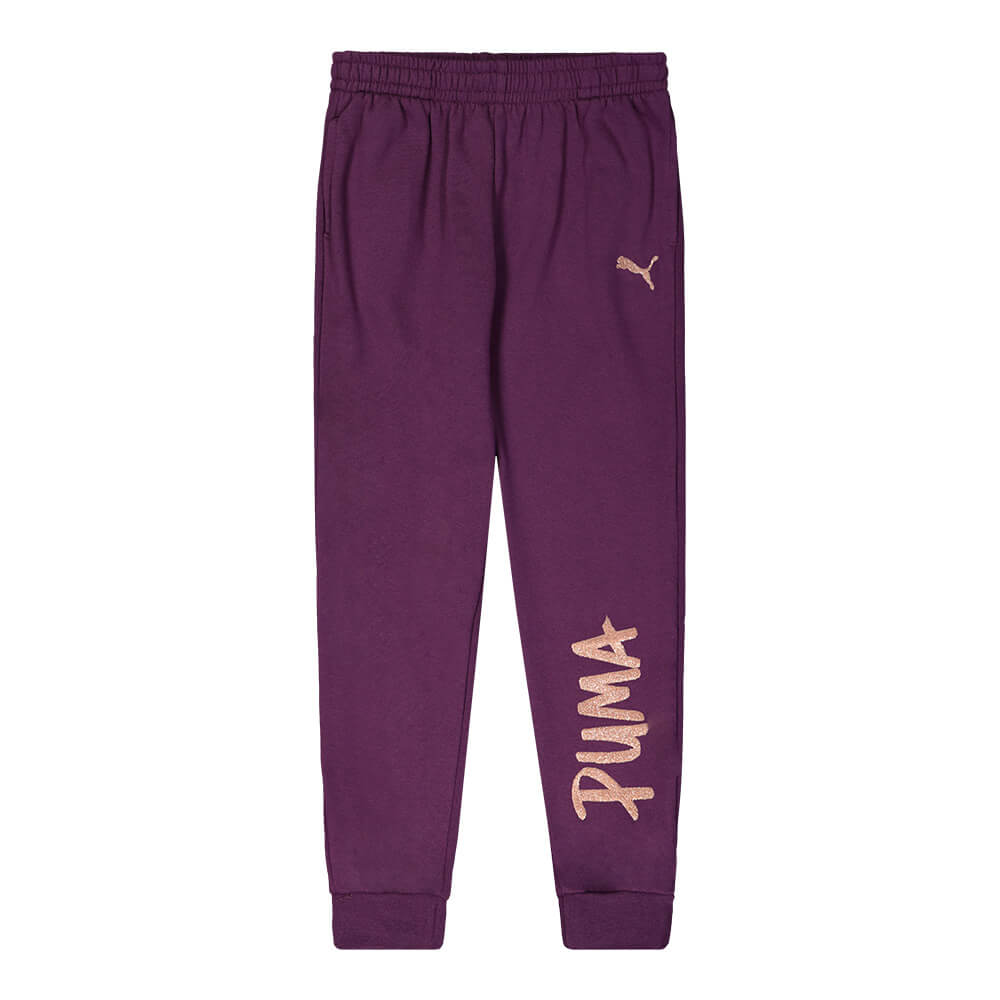 PUMA GIRL'S TAG PACK FLEECE JOGGER PLUM PURPLE