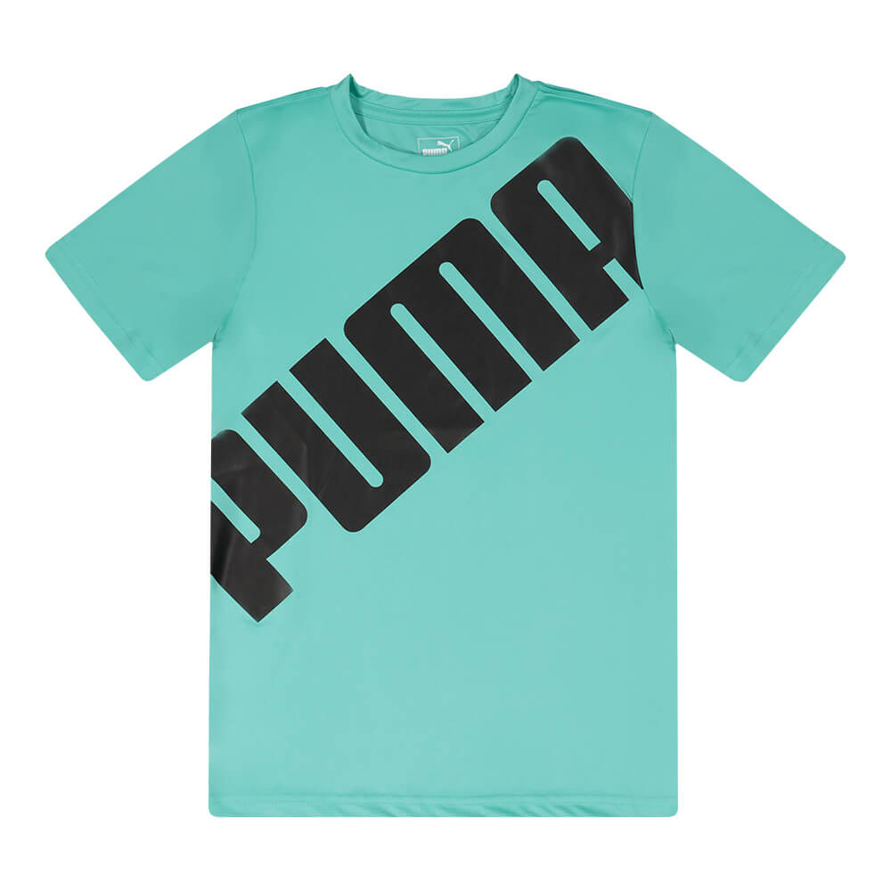 PUMA BOY'S SLANT PACK PERFORMANCE TEE BLUE TURQUOISE