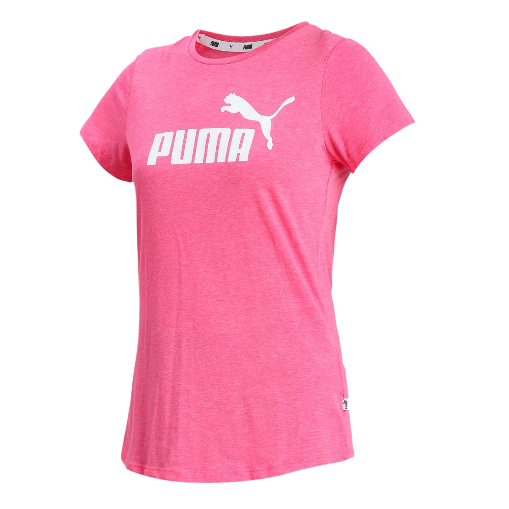 PUMA WOMEN'S ESSENTIAL LOGO HEATHER TEE GLOWING PINK