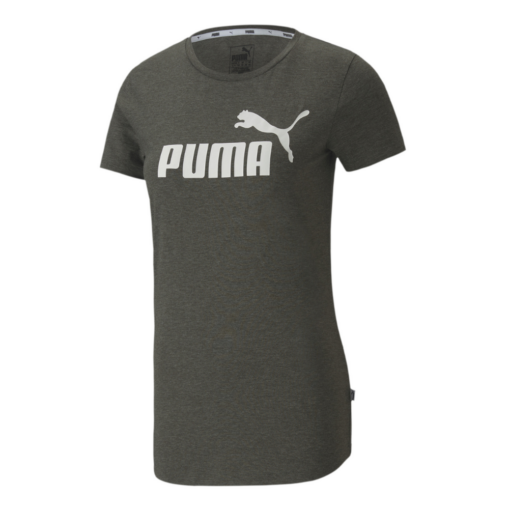 PUMA WOMEN'S ESSENTIAL LOGO HEATHER TEE FOREST NIGHT