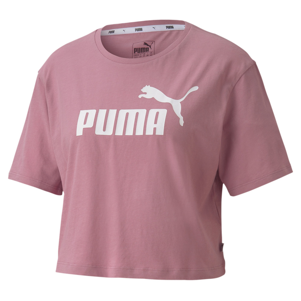 PUMA WOMEN'S ESSENTIAL CROPPED LOGO TEE FOXGLOVE