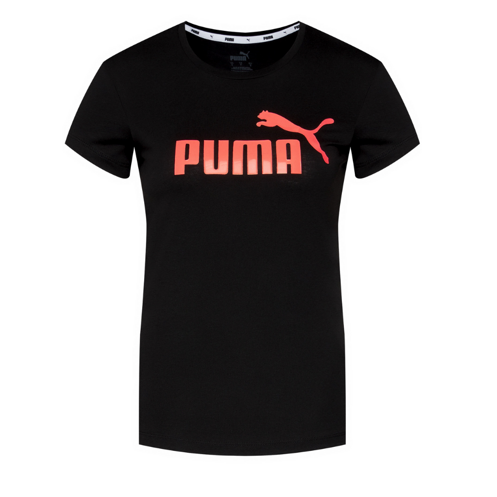 PUMA WOMEN'S ESSENTIAL METALLIC TEE BLACK NRGY PEACH