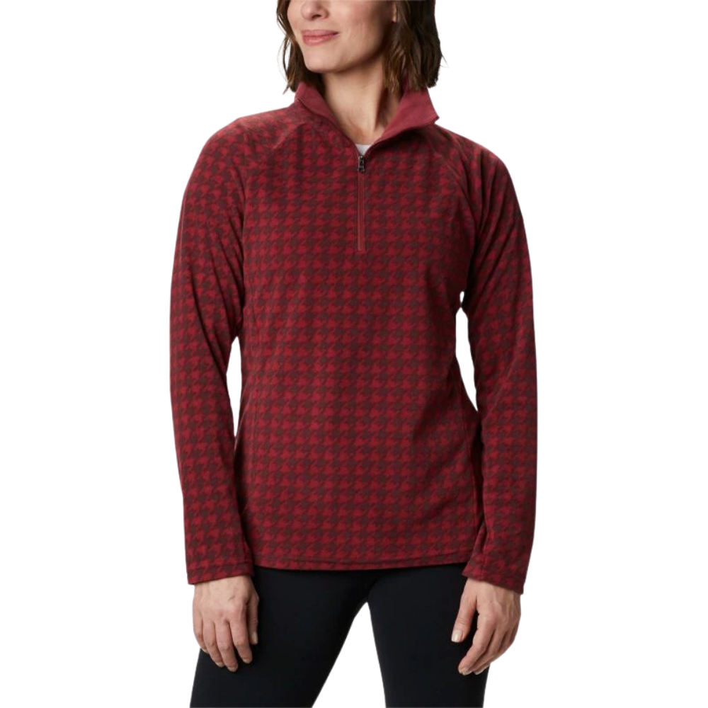 COLUMBIA WOMEN'S GLACIAL IV PRINT HALF ZIP MARSALA RED HOUNDSTOOT