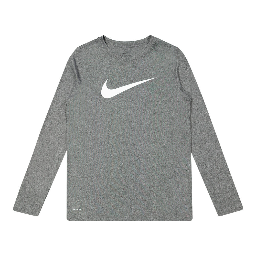 NIKE BOYS DRY LEGEND TEE SOLID BLACK/HEATHER WHITE