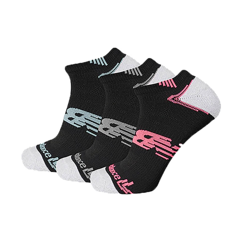 NEW BALANCE WOMEN'S RUN NO SHOW 3 PAIR MEDIUM BLACK SOCKS